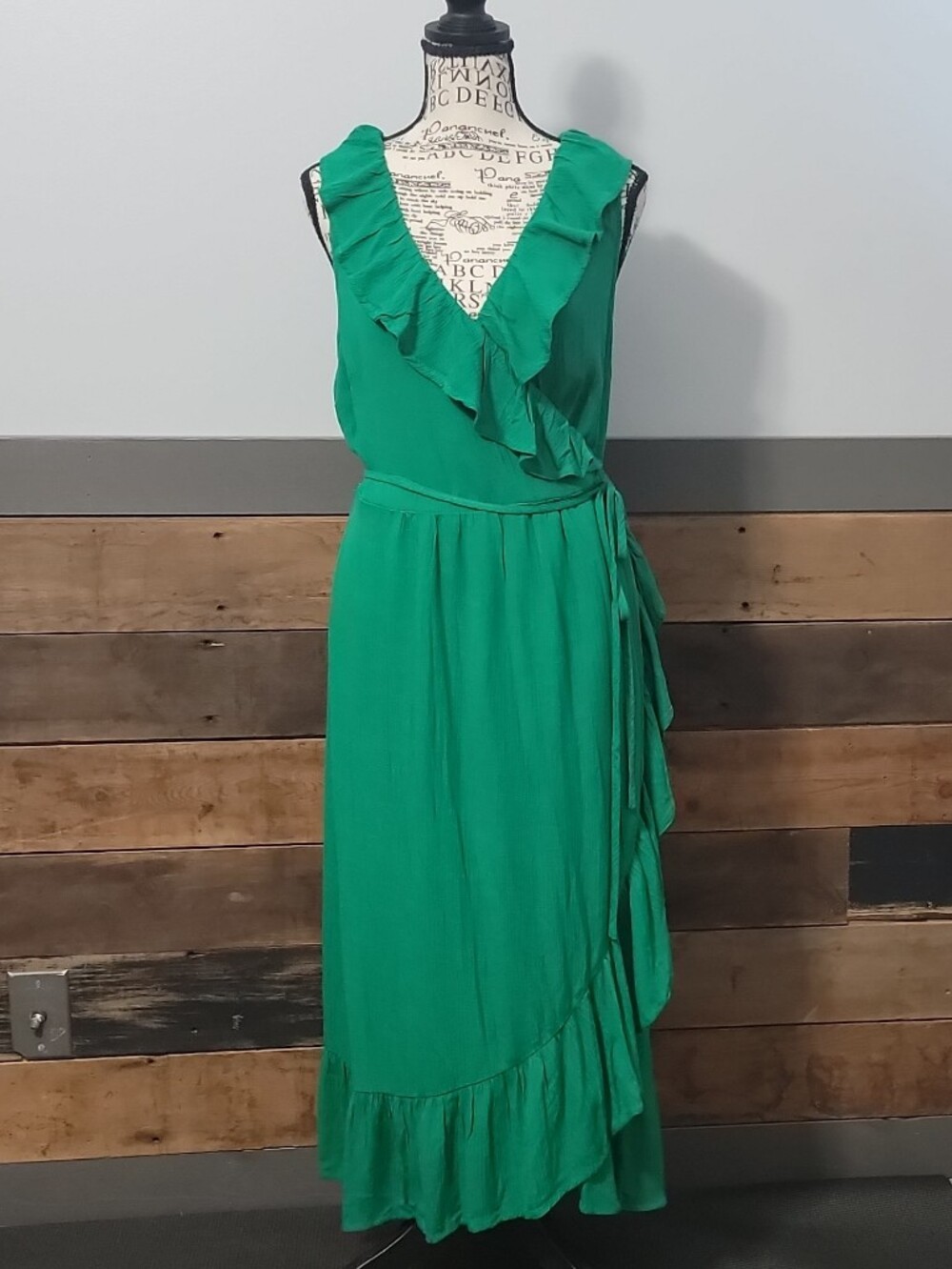 Petal & Pup Emerald Green Ruffle Wrap Maxi Dress